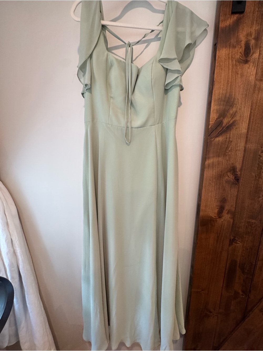 Azazie Sage Green Ruffle Sleeve Maxi Dress